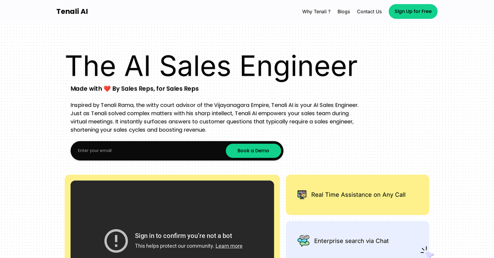 Tenali AI website