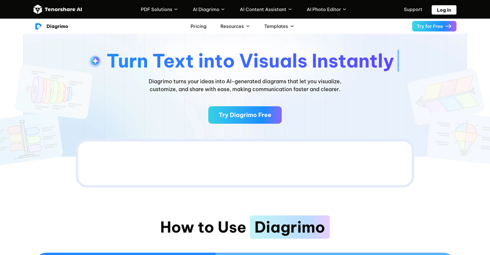 Tenorshare AI Diagrimo website