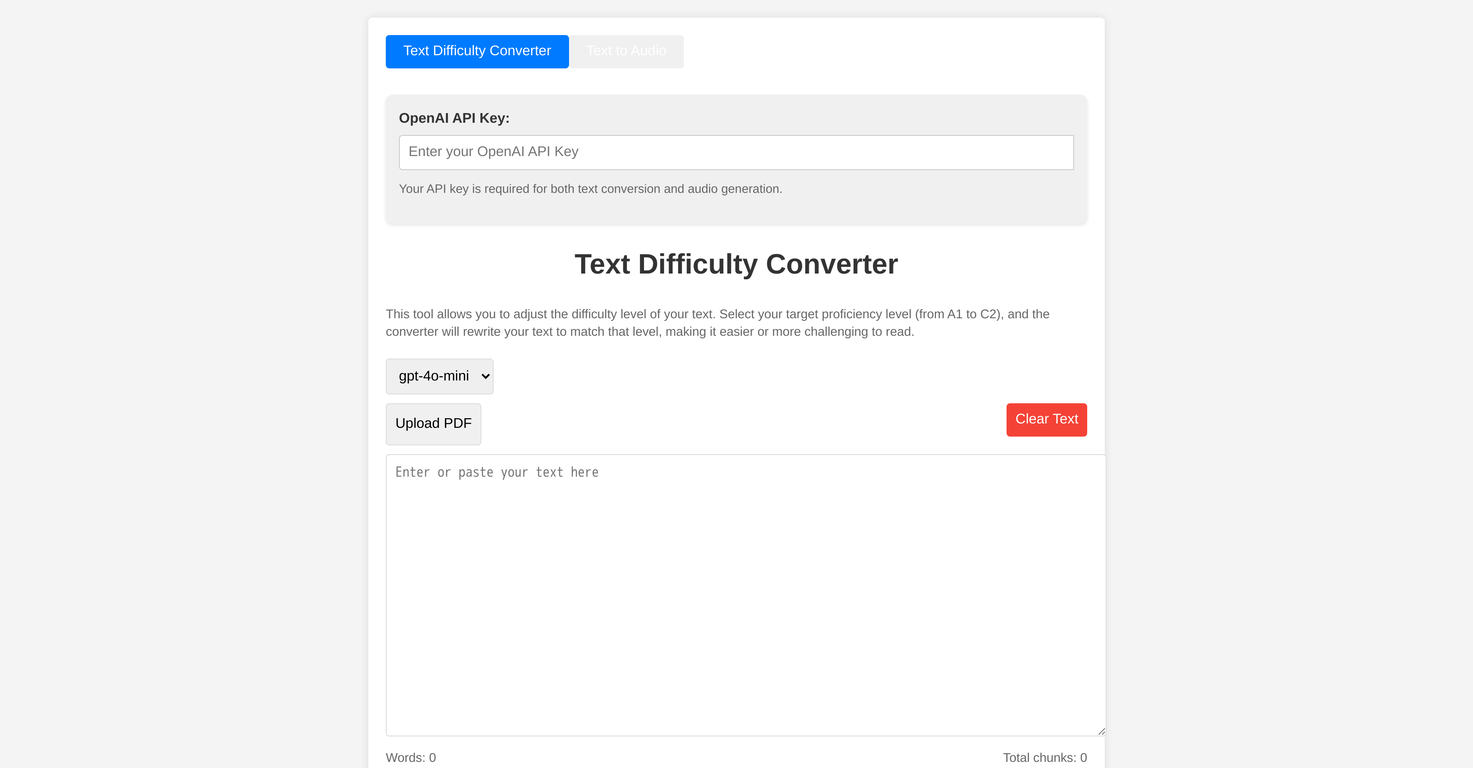 Text Difficulty Converter - AI Tool For Text enhancement