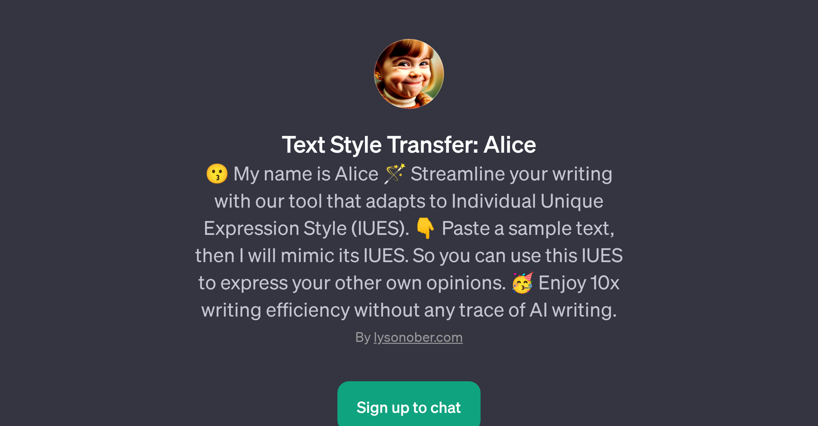 Text Style Transfer: Alice website