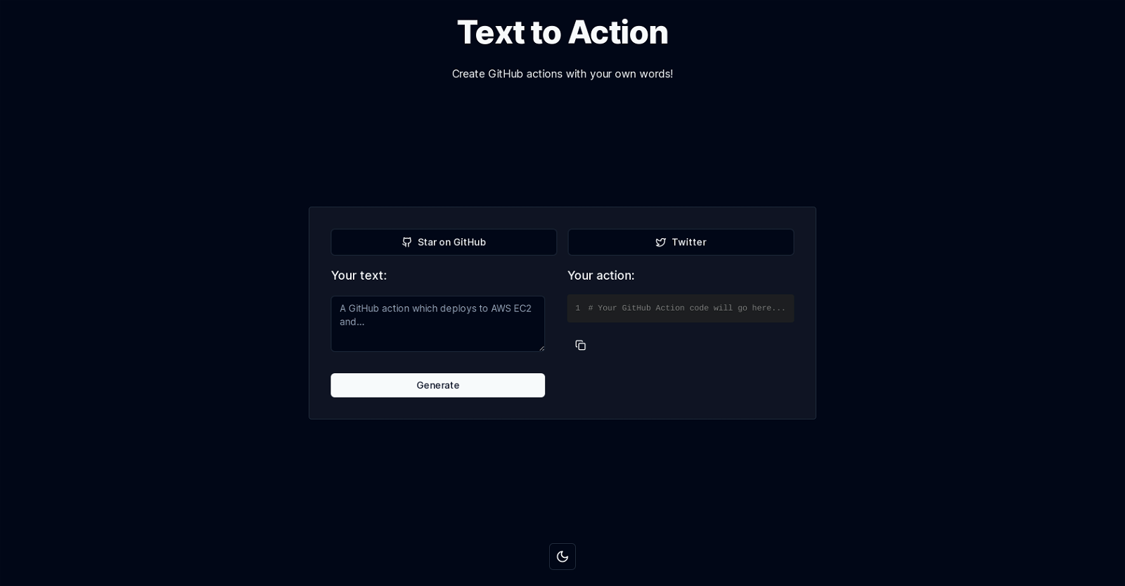 Text to Action website