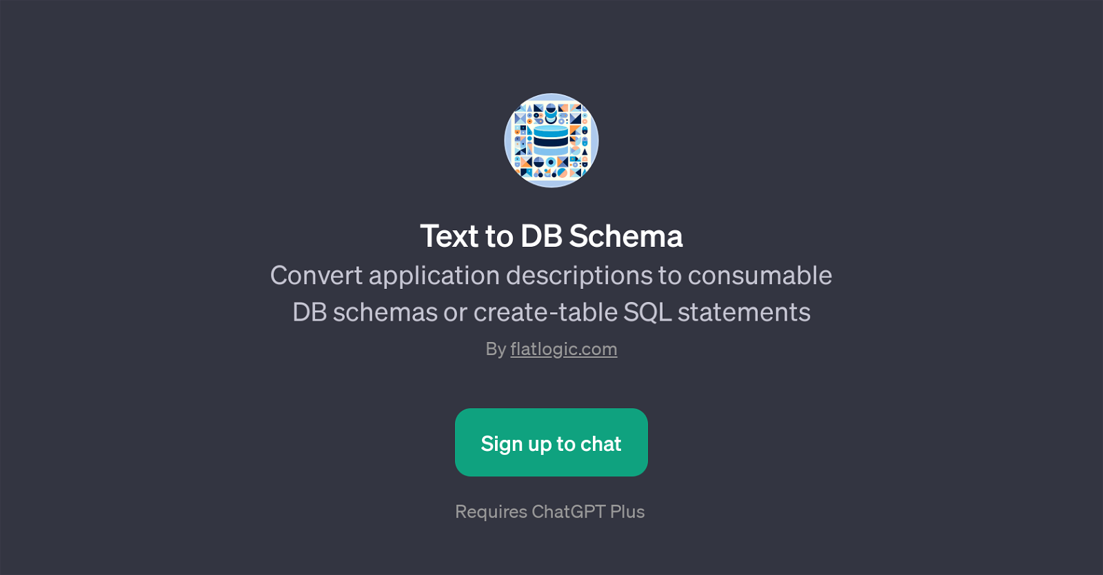 Text to DB Schema website
