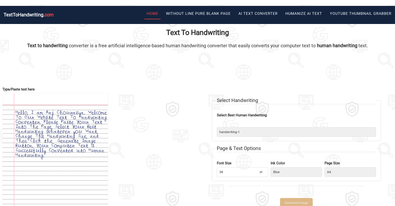 Text To Handwriting website