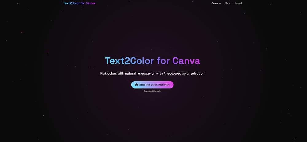 Text2Color for Canva website