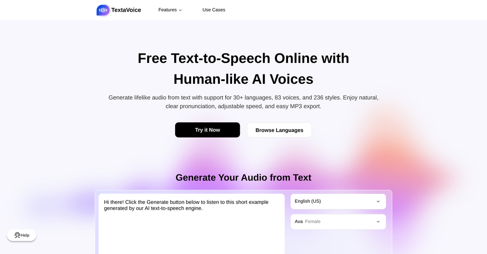 TextaVoice - Free Text to Speech website