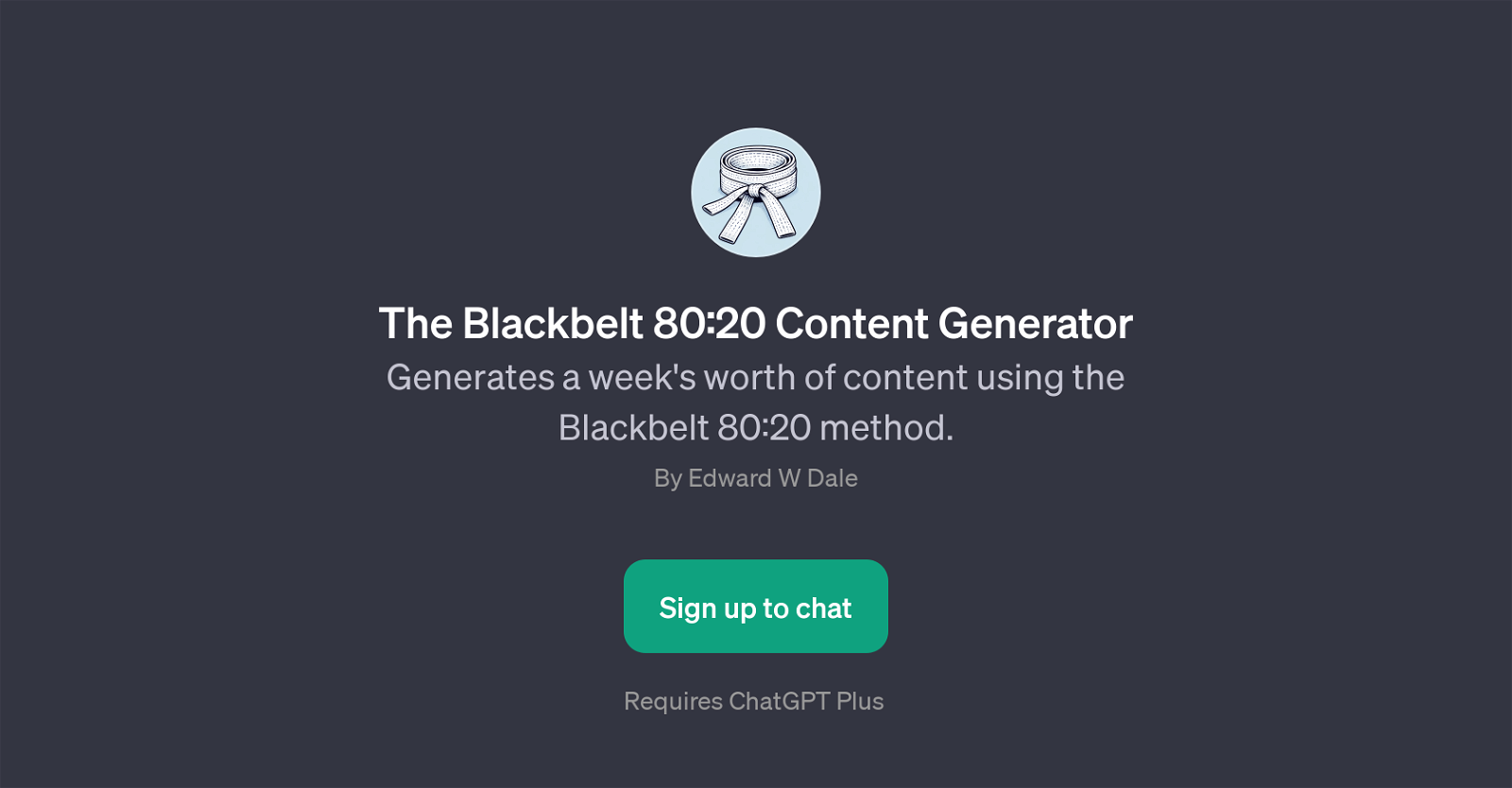 The Blackbelt 80:20 Content Generator website