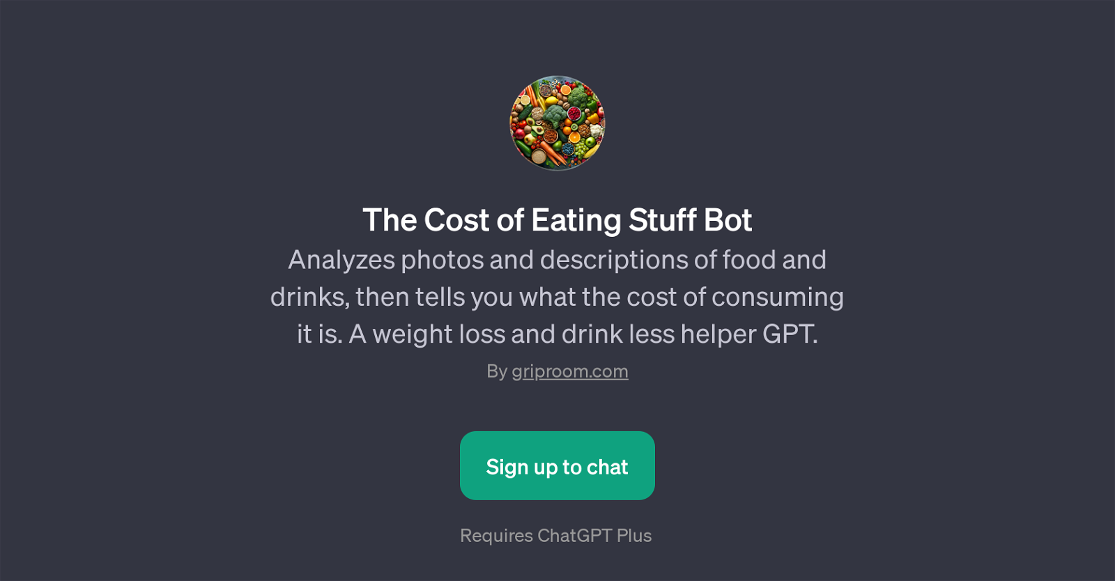 The Cost of Eating Stuff Bot website