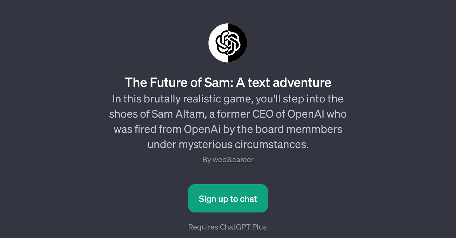 The Future of Sam: A text adventure website
