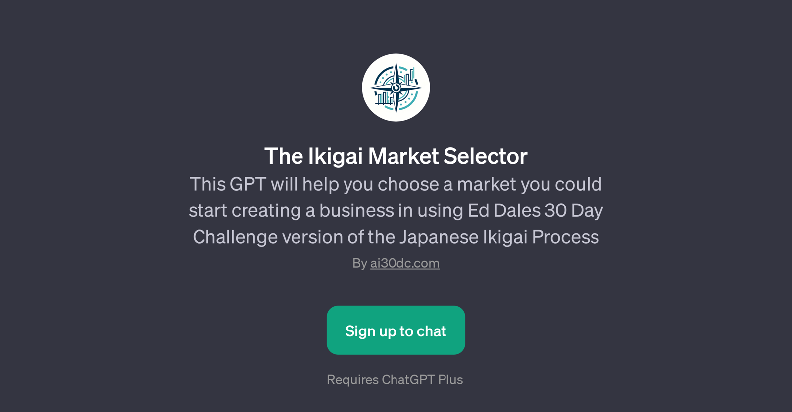 The Ikigai Market Selector website
