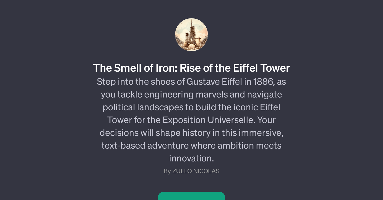 The Smell of Iron: Rise of the Eiffel Tower website