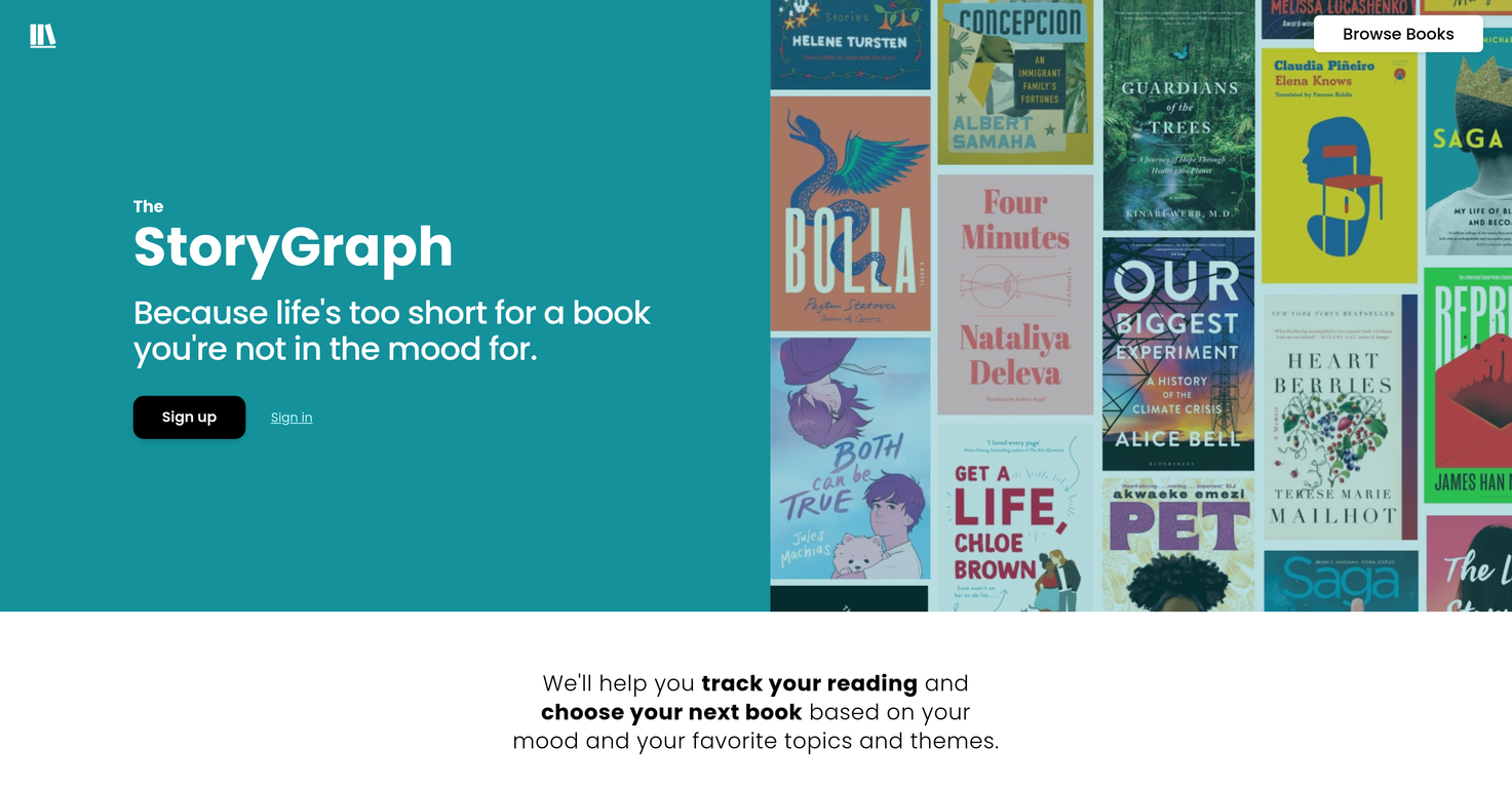 The StoryGraph website