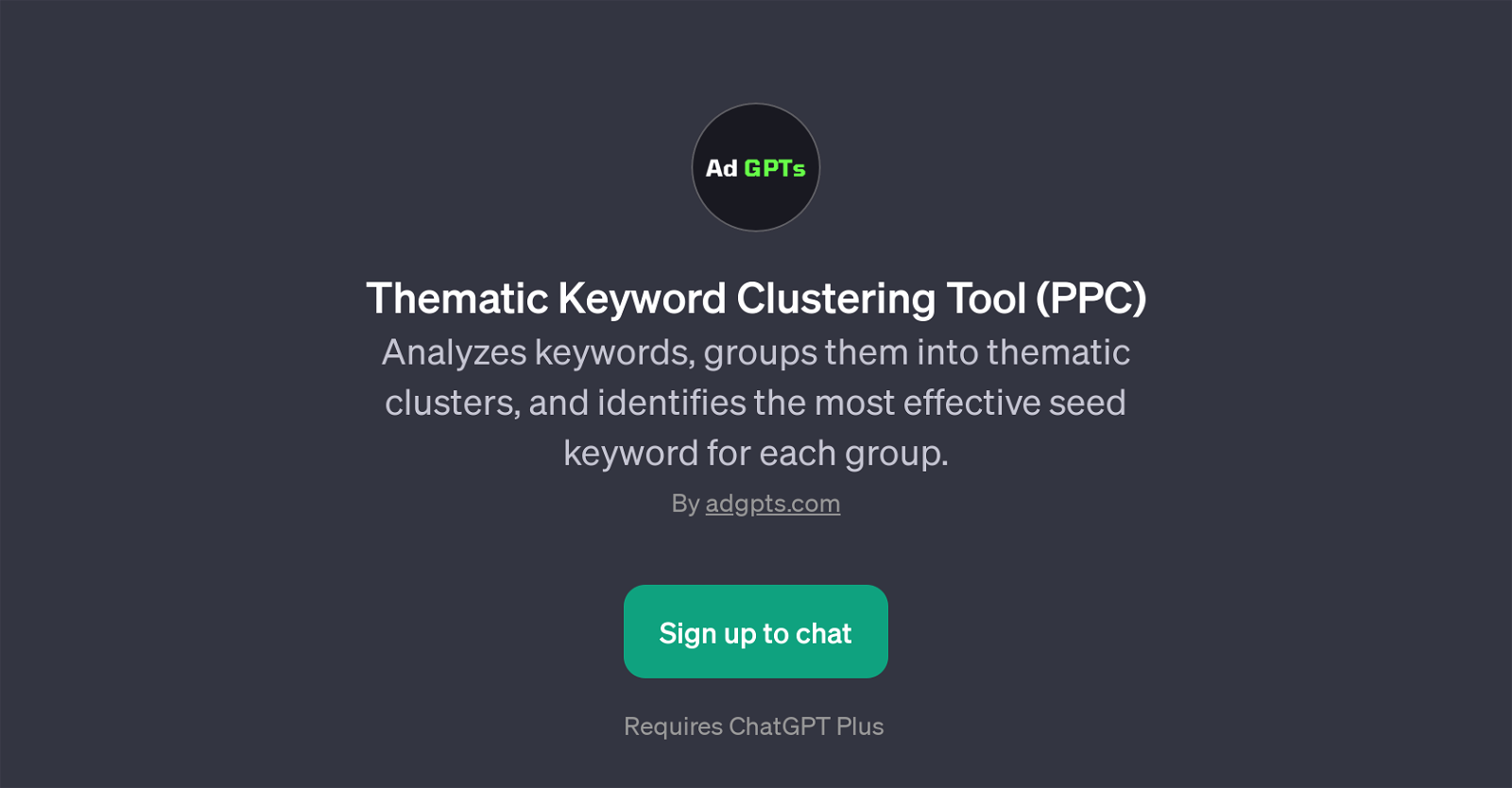Thematic Keyword Clustering Tool (PPC) website