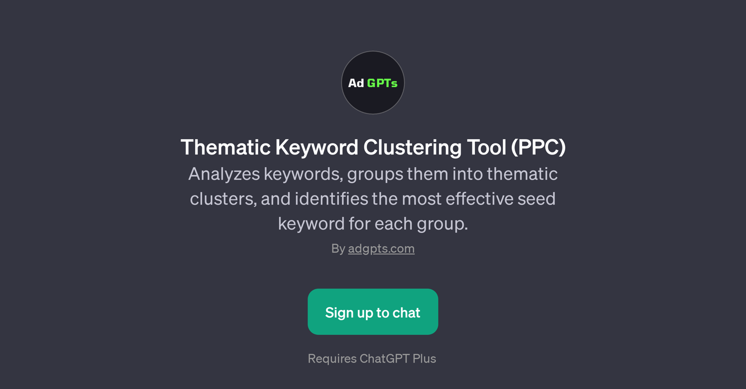 Thematic Keyword Clustering Tool (PPC) website