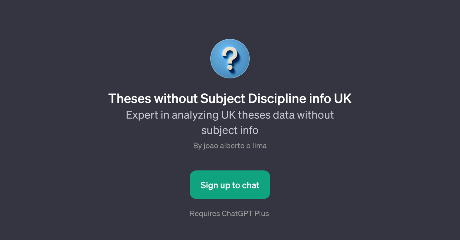 Theses without Subject Discipline info UK website