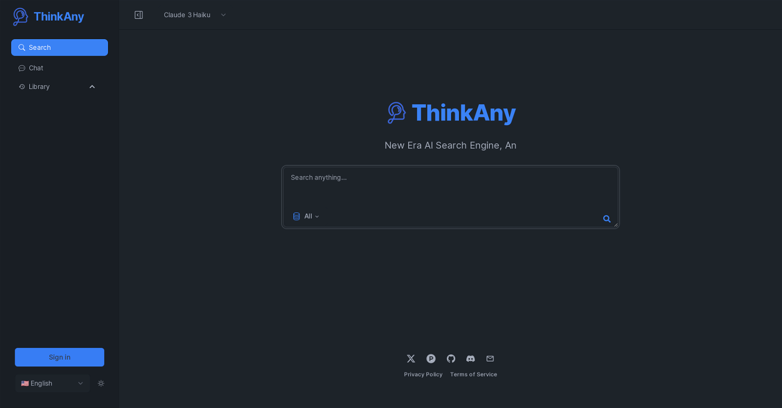 ThinkAny - AI Search Engine website