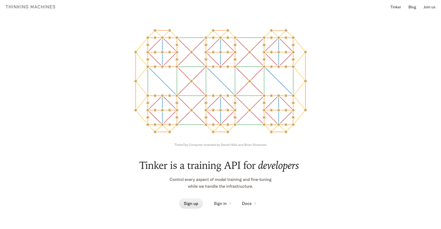 Thinking Machines Tinker website