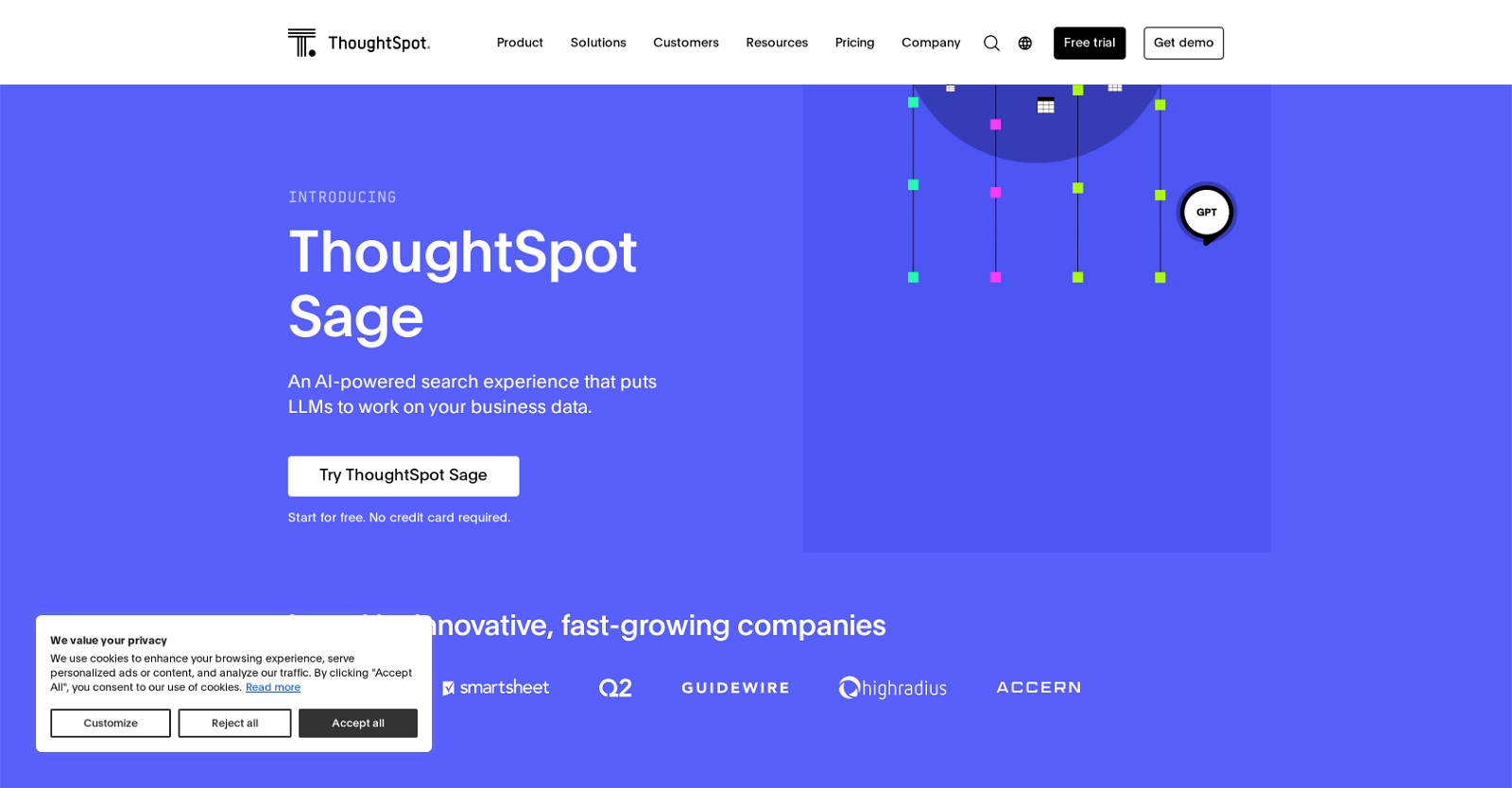 ThoughtSpot Sage website