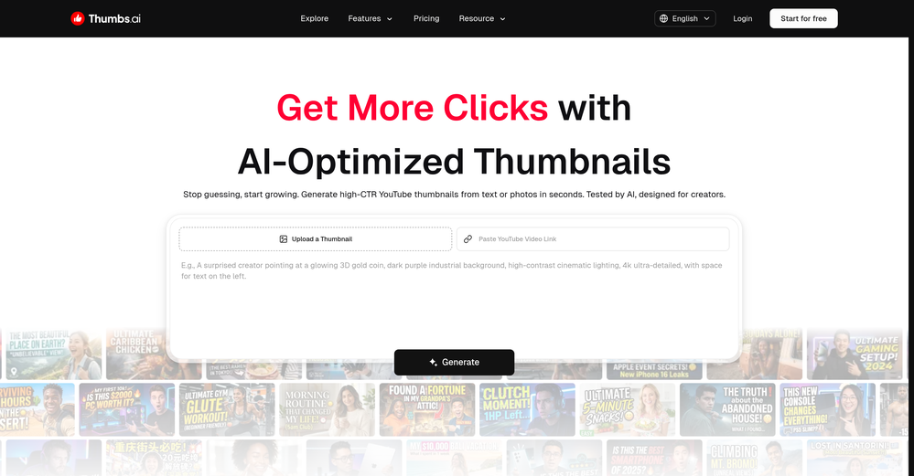 Thumbs AI website