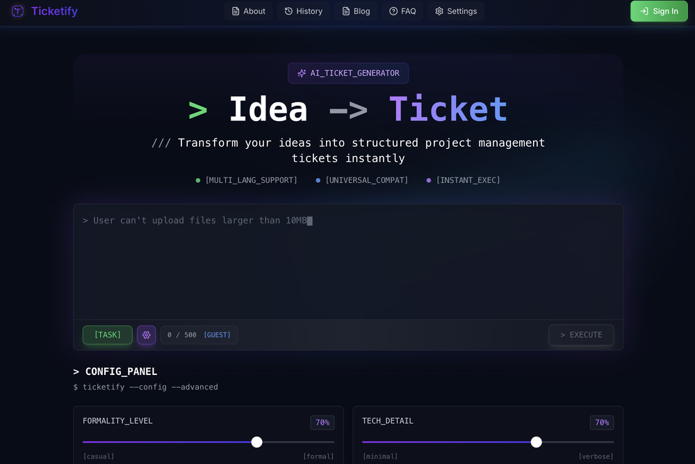Ticketify website