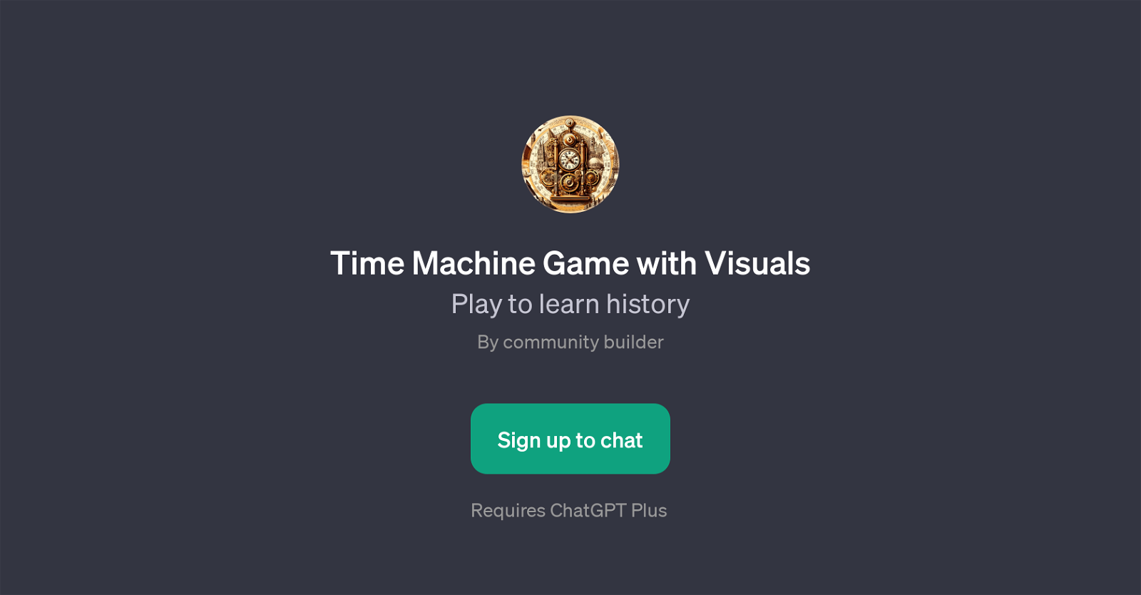 Time Machine Game with Visuals website