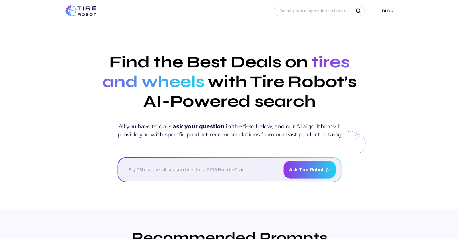 Tire Robot AI Deal Finder website