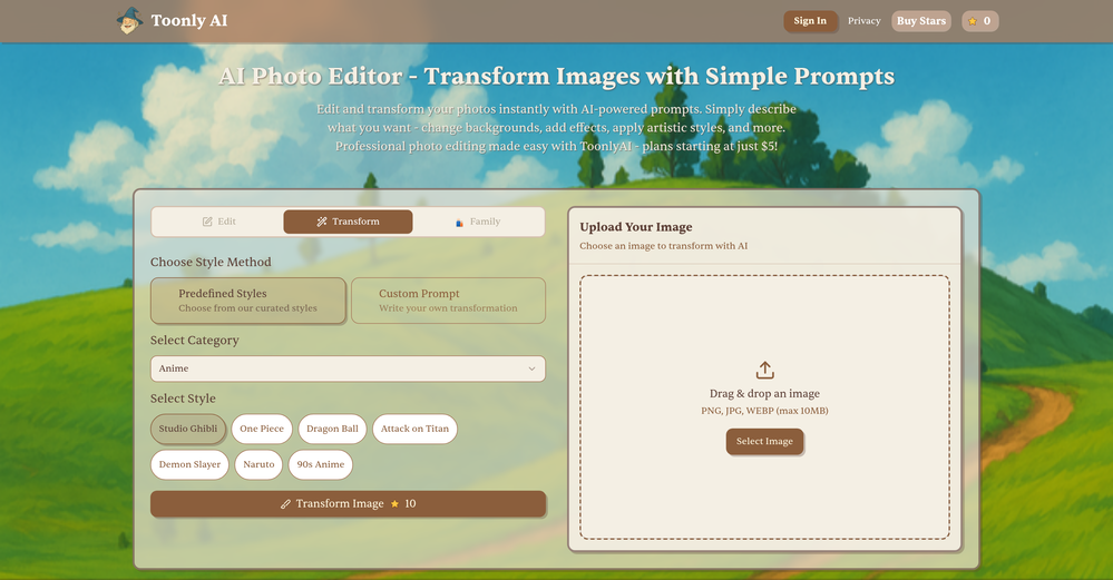 Toonly AI website