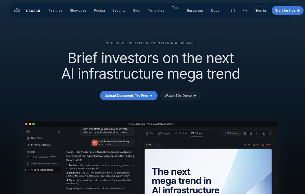 Tosea.ai website