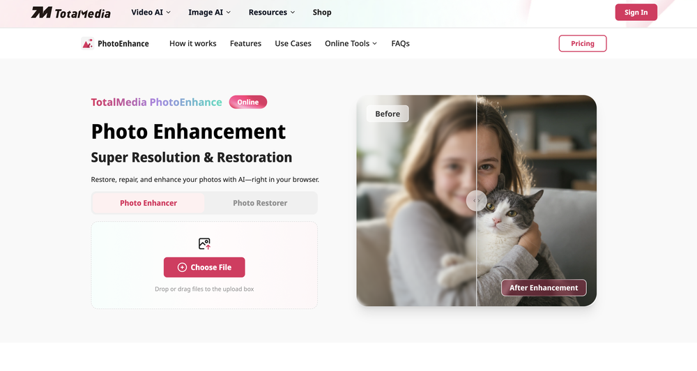 TotalMedia | Photo Enhancer website
