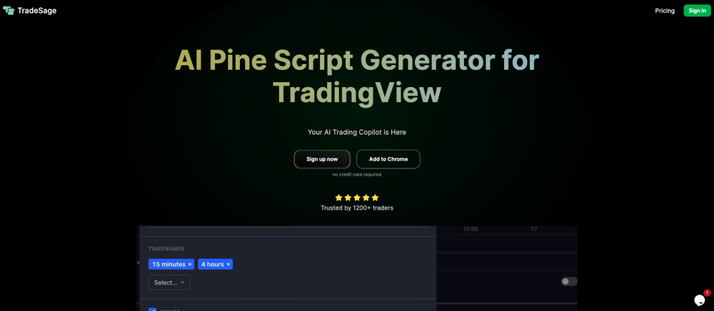 TradeSage - Pine Script Generator website