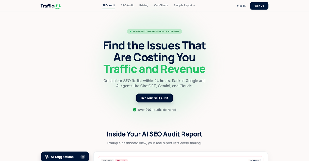 TrafficLift website