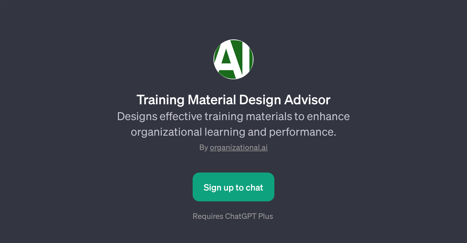 Training Material Design Advisor website