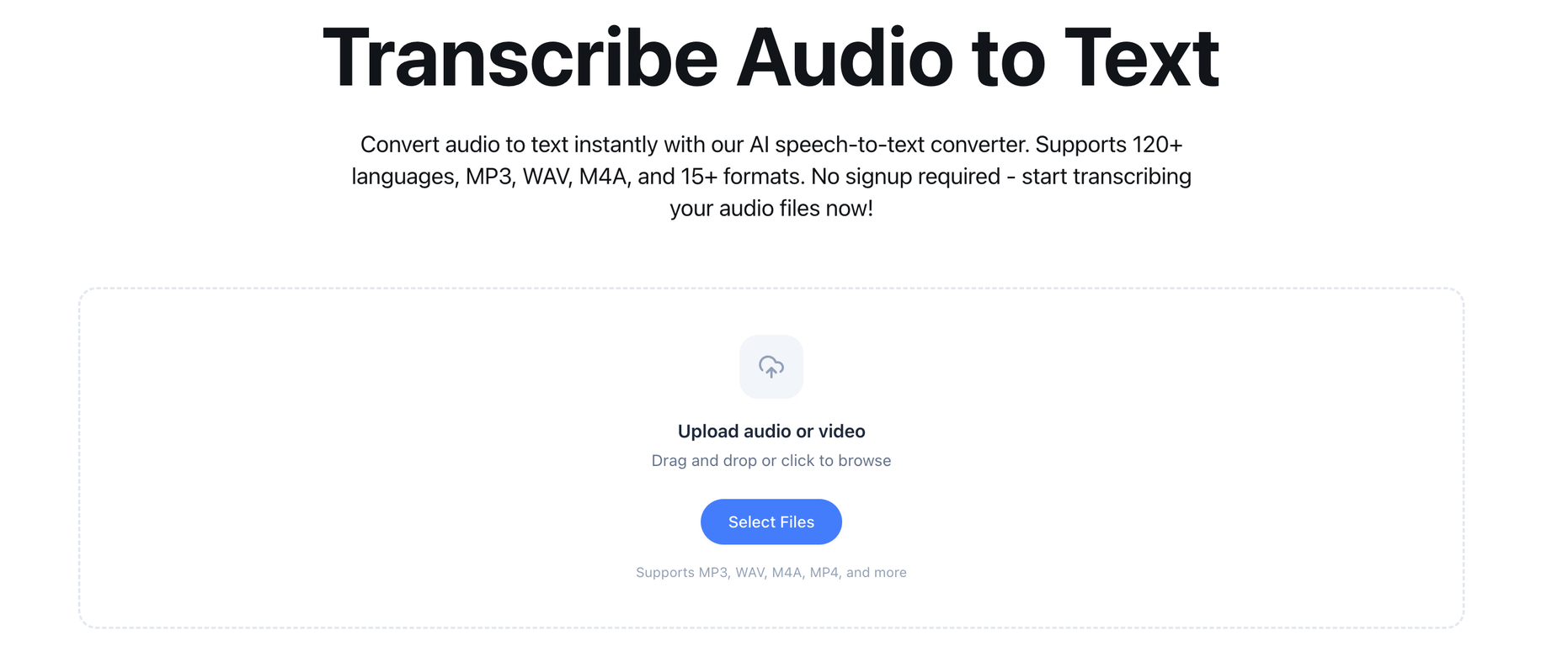 Transcribe to Text website