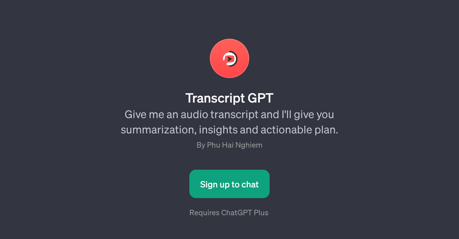 Transcript GPT website