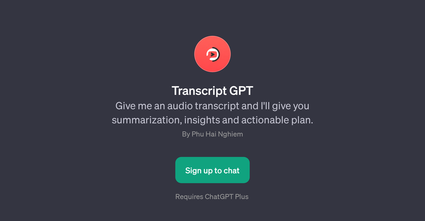 Transcript GPT website