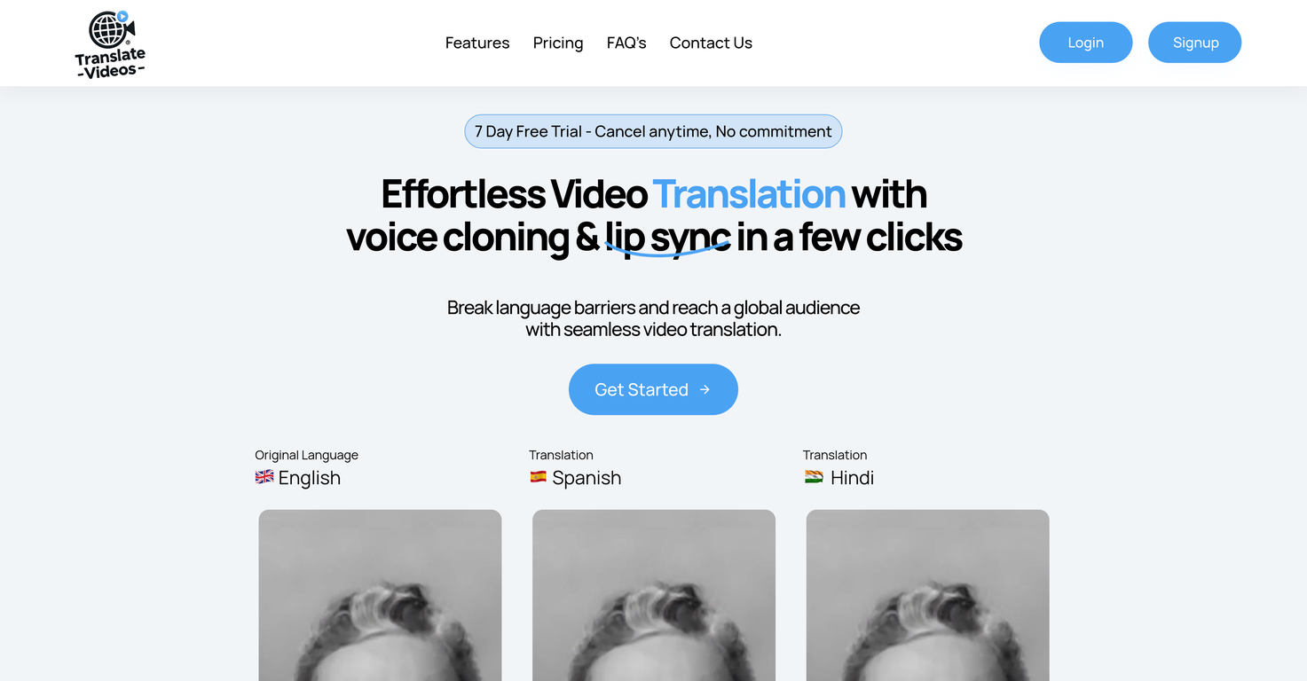 Translate Videos website