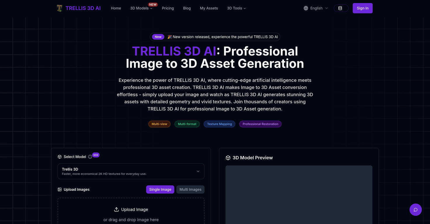 TRELLIS 3D AI website