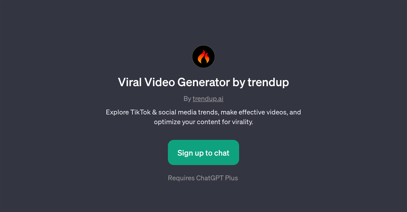 Trendup Viral Video Generator website