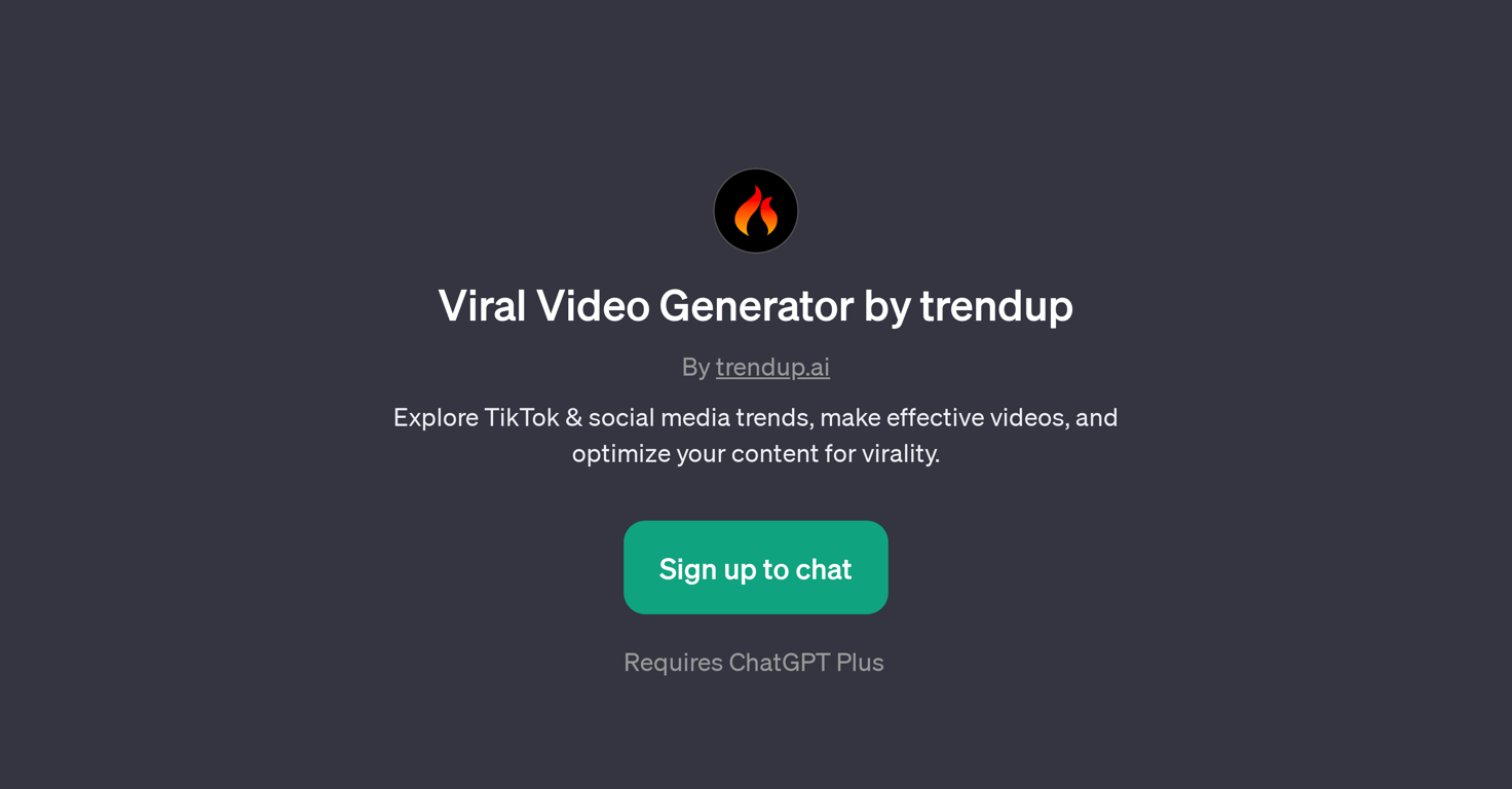 Trendup Viral Video Generator website