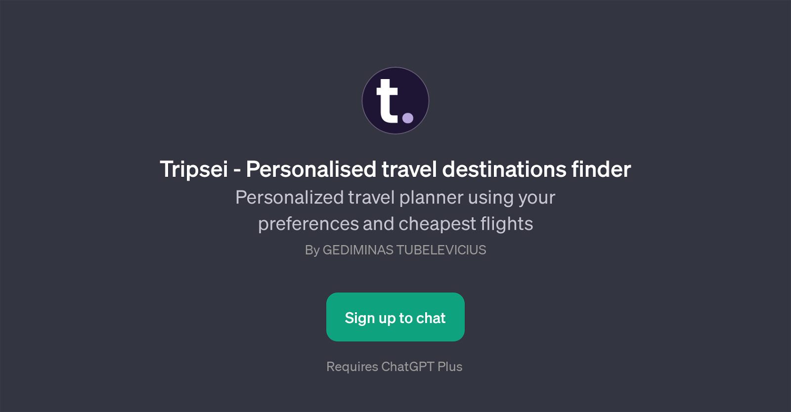 Tripsei - Personalised travel destinations finder website