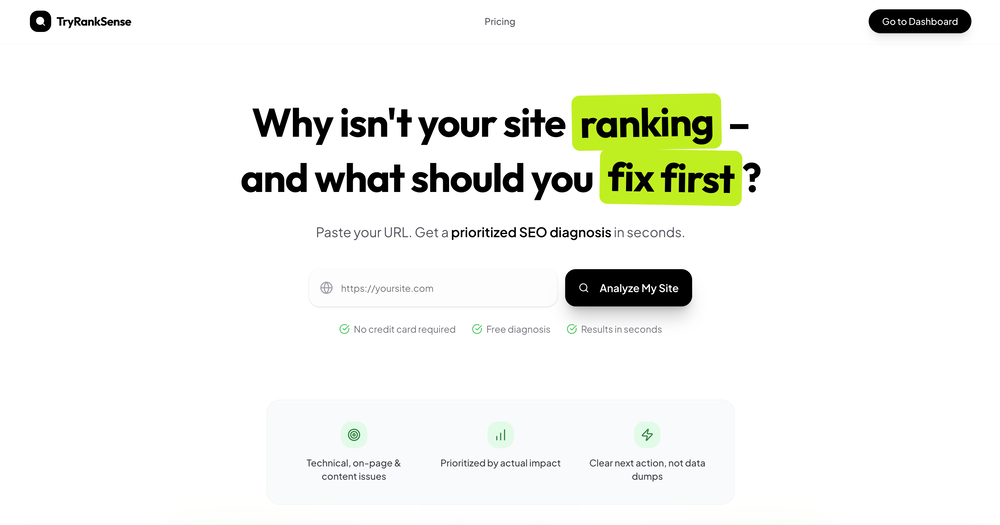 TryRankSense website