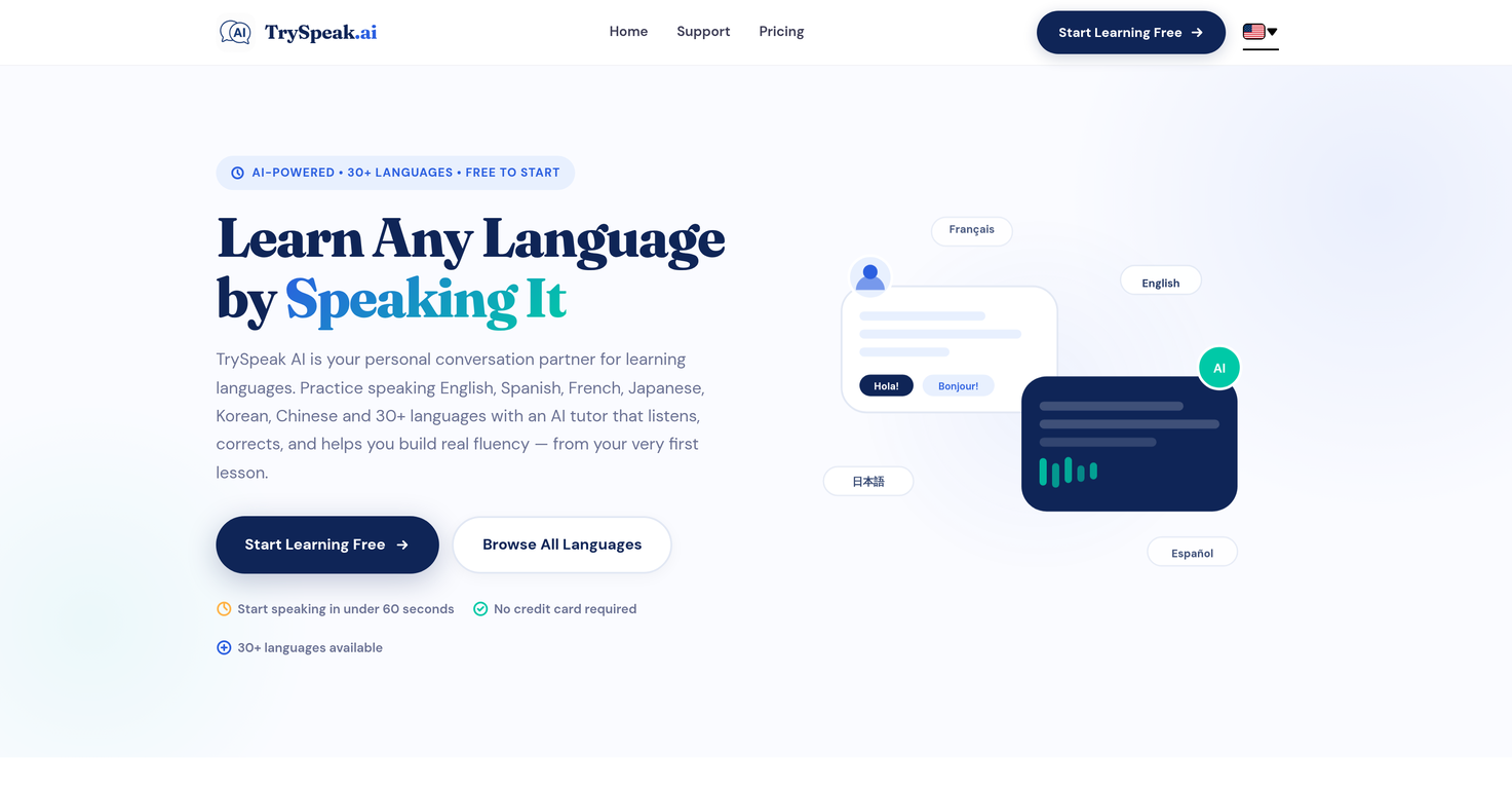 TrySpeak website