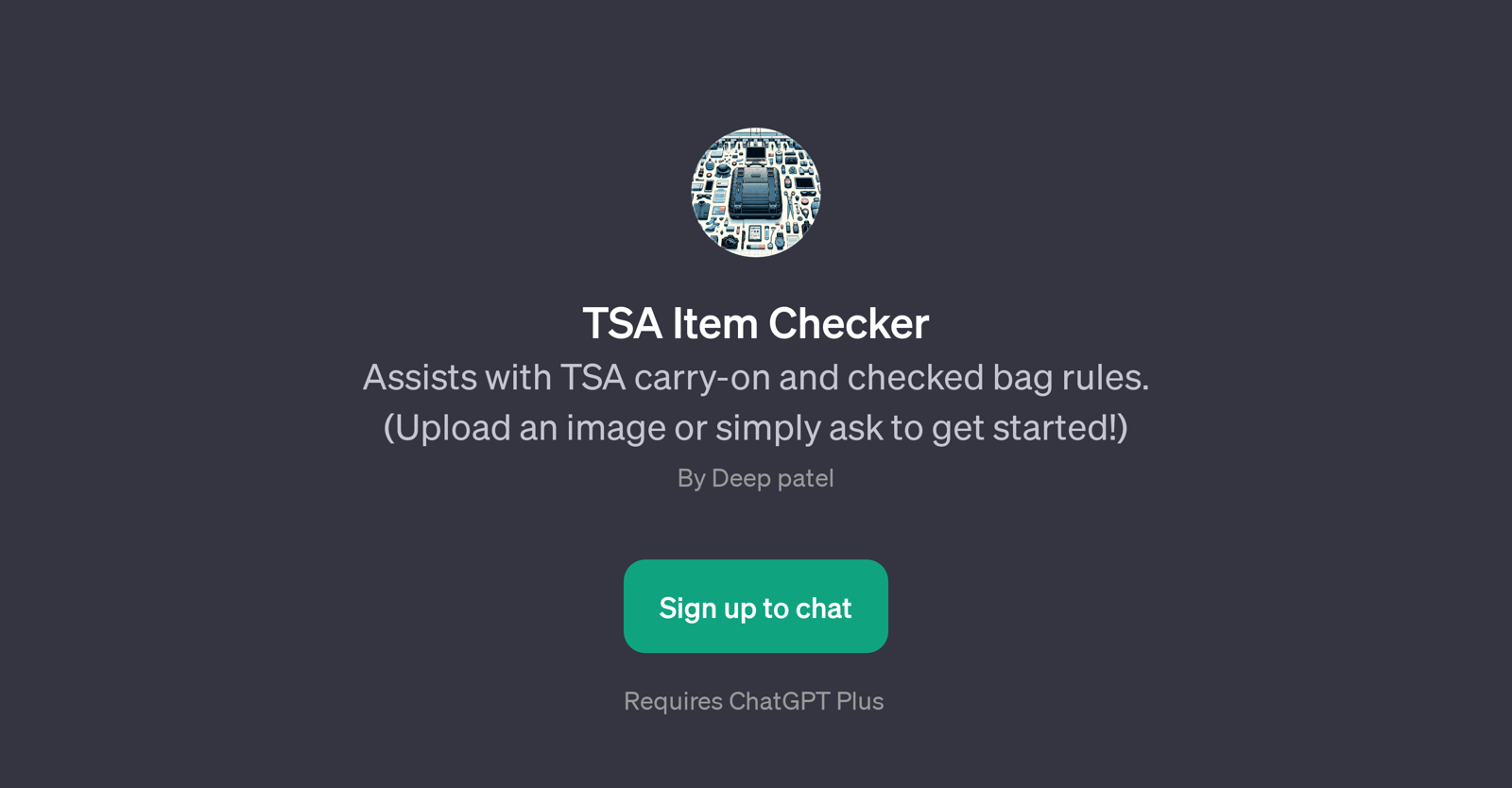 TSA Item Checker website