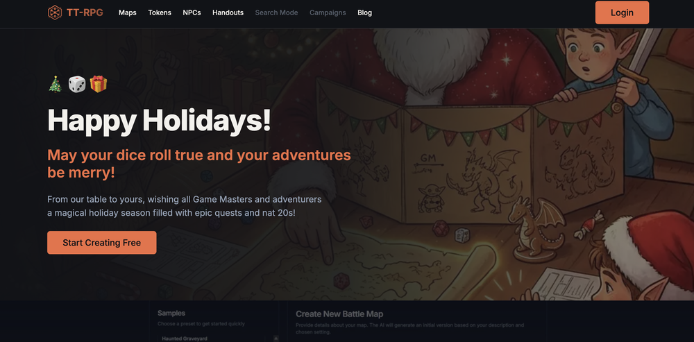 TT-RPG AI Battle Map Generator website