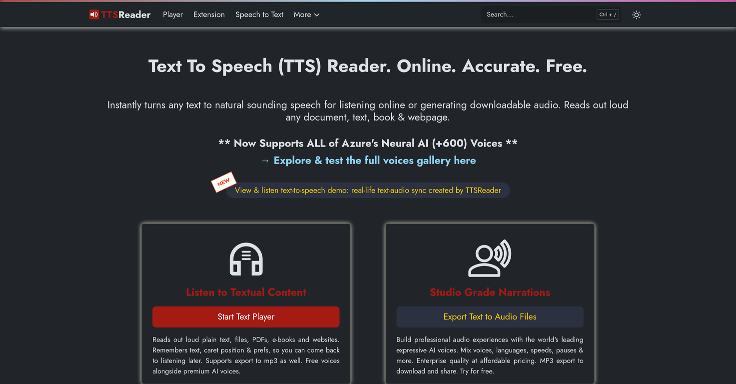 TTSReader website