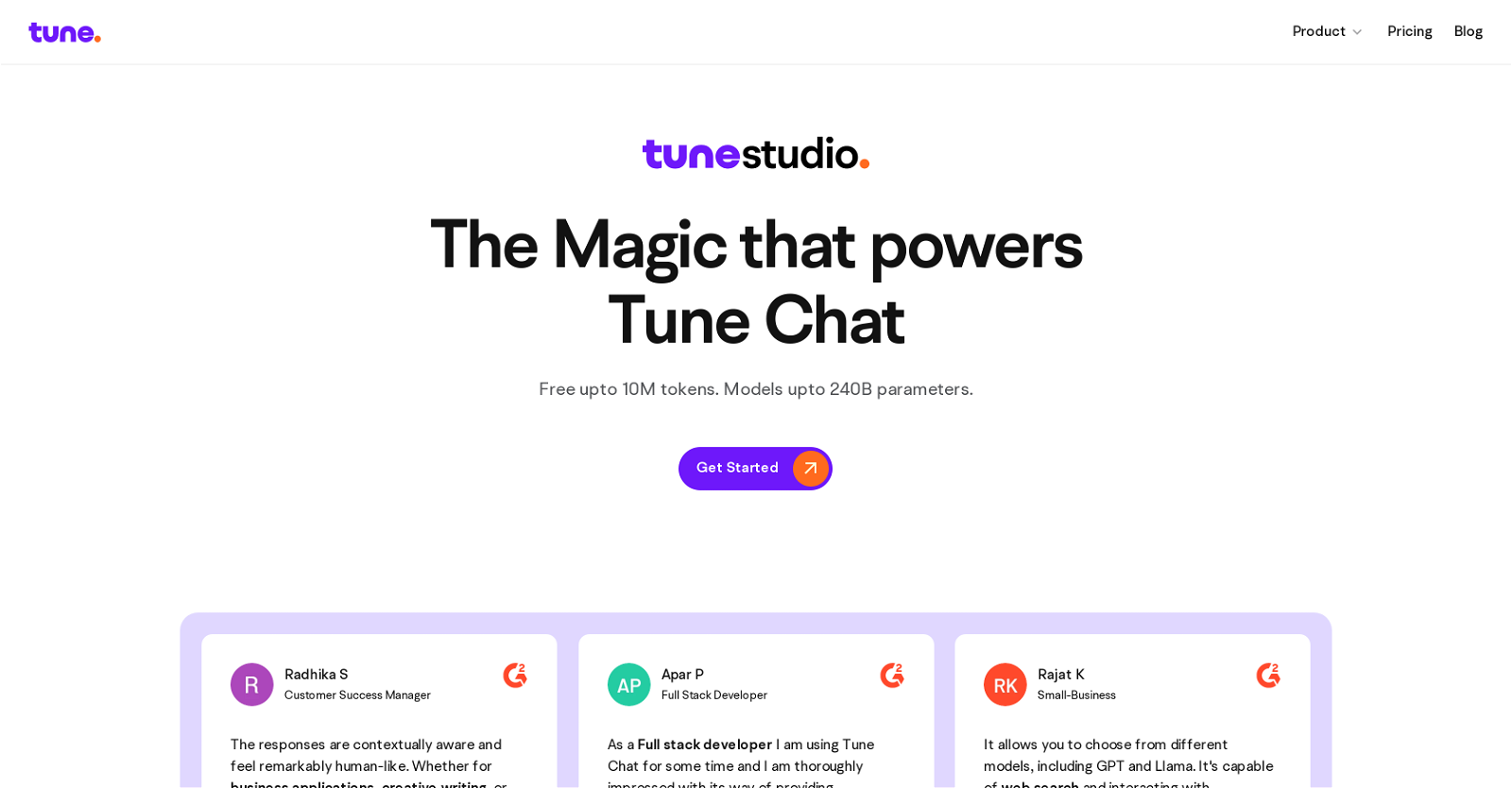 Tune Studio website