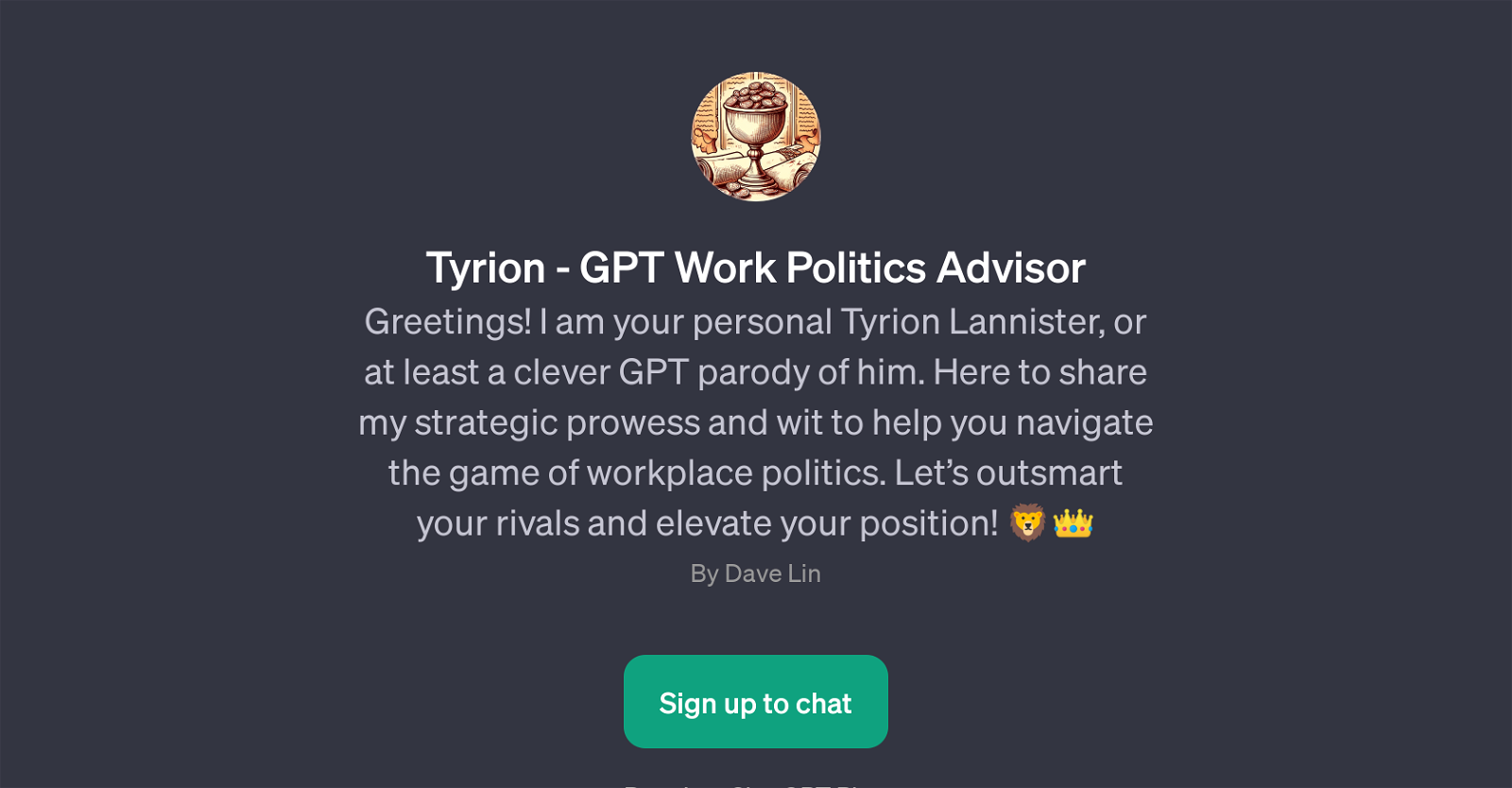 Tyrion - GPT Work Politics Advisor website