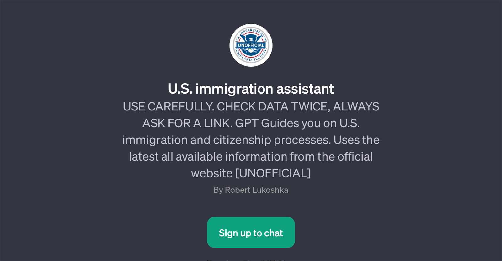 U.S. Immigration Assistant website