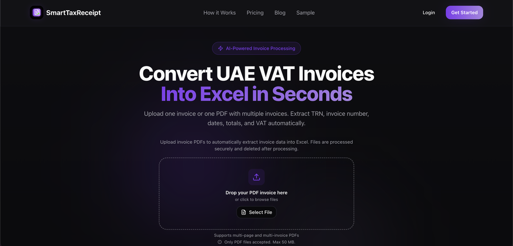 UAE SmartTaxReceipt website
