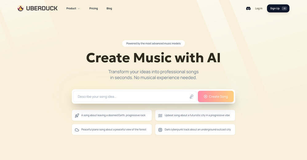 Uberduck Music Generator website
