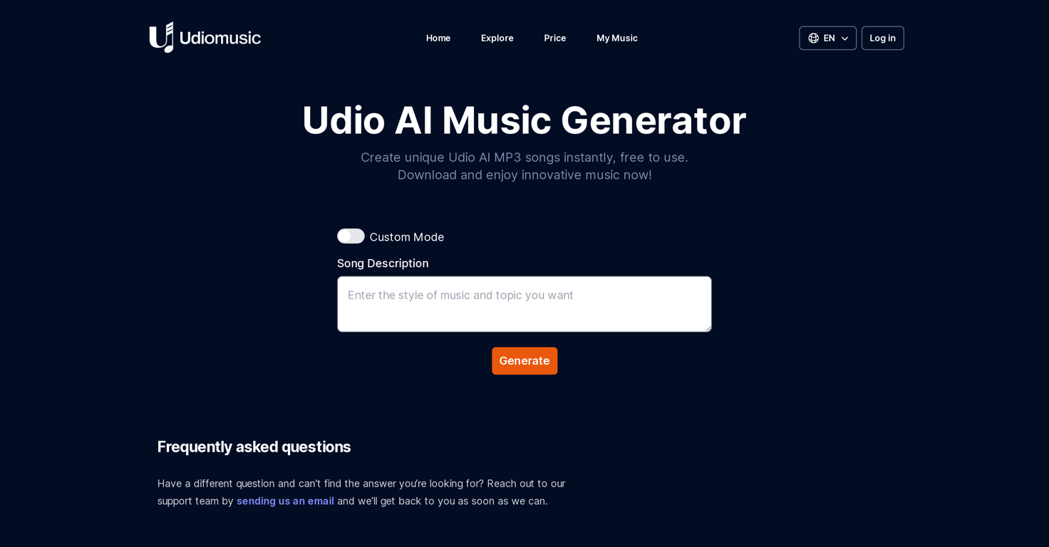 Udio AI Music Generator website